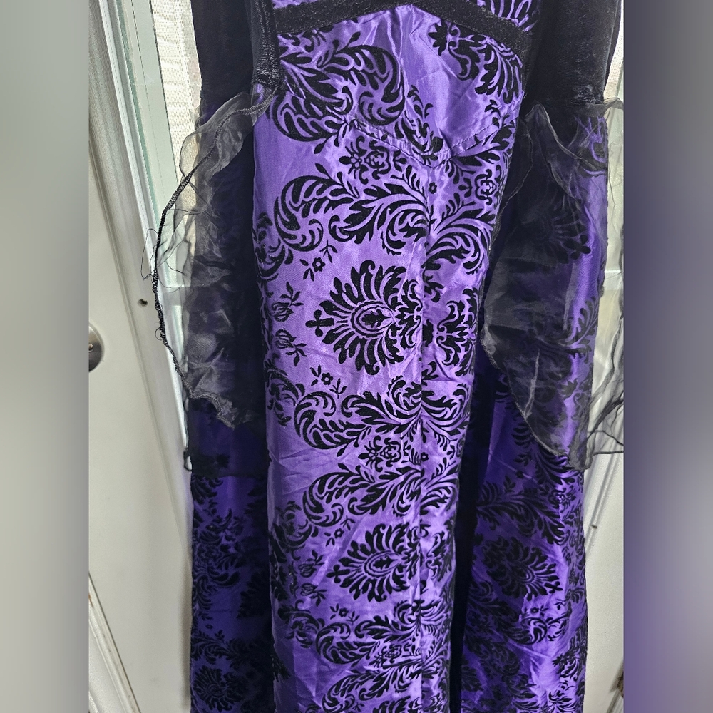 Pyramid Collection Gothic Purple Black Damask‎ Dress Steam Punk Sz L Corset Lace - Picture 5 of 16